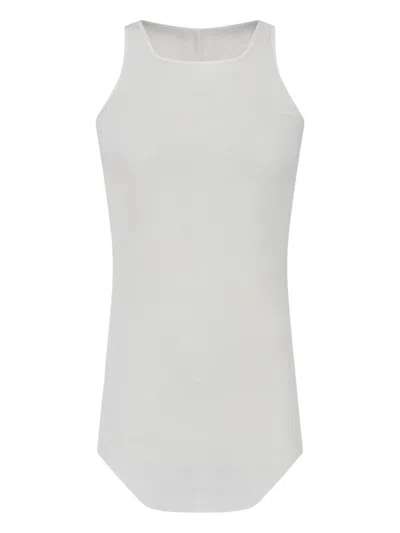Rick Owens Ribbed Tank Top In White