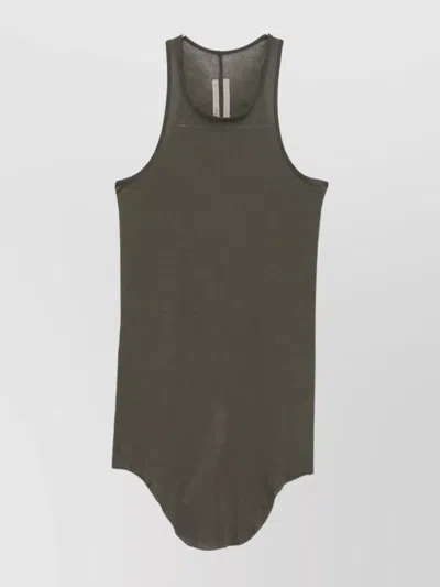 RICK OWENS RIBBED TANK TOP WITH CURVED HEM AND RACERBACK