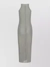 Rick Owens Ribbed Texture Midi Length Sleeveless Dress In Neutrals