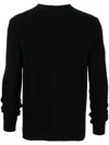 Rick Owens Ribbed Texture Round Neck Sweater In Black