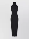 Rick Owens Ribbed Texture Turtleneck Knee Length Dress In Black