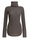 Rick Owens Ribbed Turtleneck Stretch Knitwear In Gray