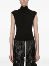Rick Owens Ribbed Turtleneck Sleeveless Top In Black