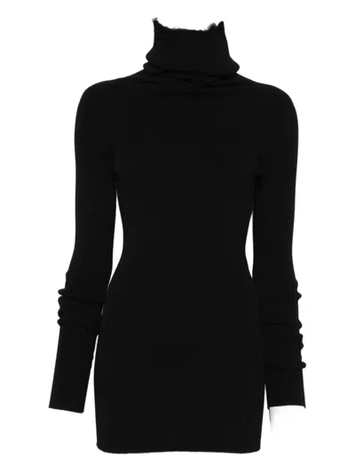 Rick Owens Ribbed Turtleneck Sweater In Black