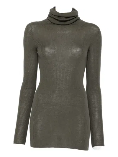 Rick Owens Ribbed Turtleneck Sweater In Black