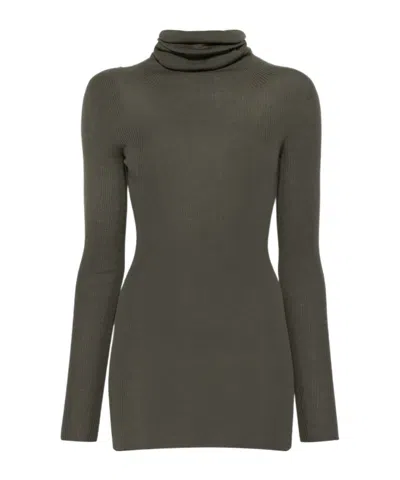 Rick Owens Ribbed Turtleneck Sweater In Gray