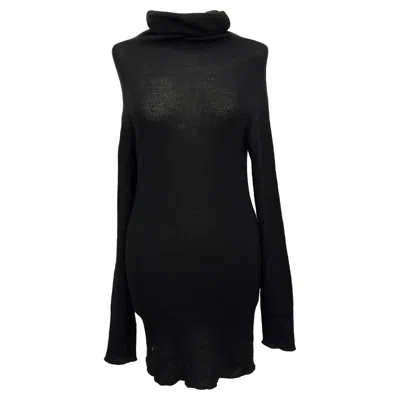 Rick Owens Ribbed Turtleneck Sweater In Black Wool