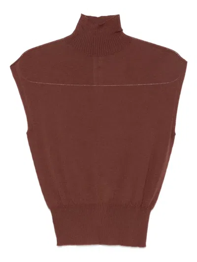 Rick Owens Ribbed Turtleneck Top In Pink