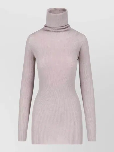 Rick Owens Ribbed Turtleneck Top Long Sleeve Style In Pink