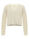 Rick Owens Relaxed Fit V-neck Sweater With Ribbed Accents In Neutral