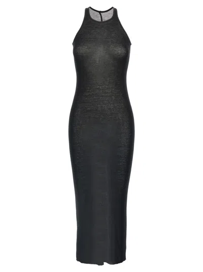 RICK OWENS RIBBED VISCOSE AND SILK BLEND MIDI DRESS