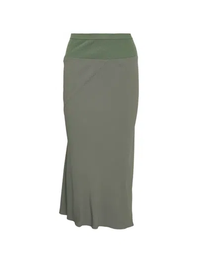 Rick Owens Ribbed-waist Midi Skirt In Green
