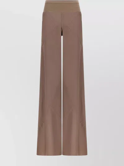 Rick Owens 'ribbed Waistband Bias Seam Wide-leg Trousers' In Brown