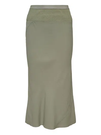 Rick Owens Ribbed-waistband Midi Skirt In Green