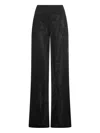 Rick Owens High Waist Wide Leg Trousers With Satin Finish In Black