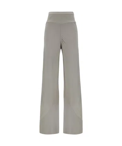 Rick Owens Ribbed-waistband Wide-leg Trousers In Gray