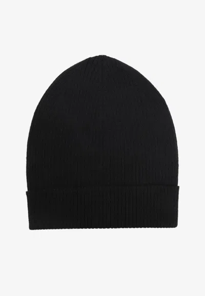 Rick Owens Ribbed Wool Beanie In Black