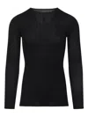 Rick Owens Black Wool Ribbed Round Neck Pullover In Black