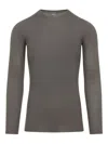 Rick Owens Ribbed Fitted Long-sleeved Top With Classic Crew Neckline
