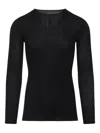Rick Owens Black Wool Ribbed Round Neck Pullover In Black