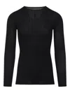 Rick Owens Black Wool Ribbed Round Neck Pullover In Black
