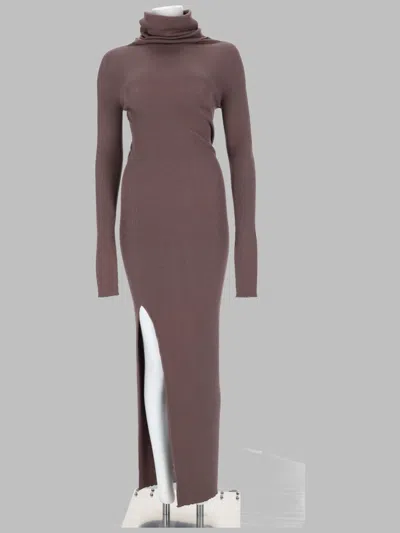 Rick Owens Ribbed Wool Sweater Gown In Pink
