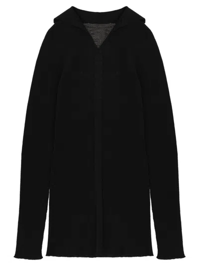 Rick Owens Ribbed Wool Turtleneck Sweater In Black
