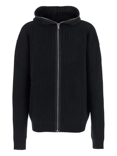Rick Owens Ribbed Zip-front Hoodie In Black