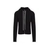 Rick Owens Ribbed Zip-up Hoodie With Fitted Silhouette In Black
