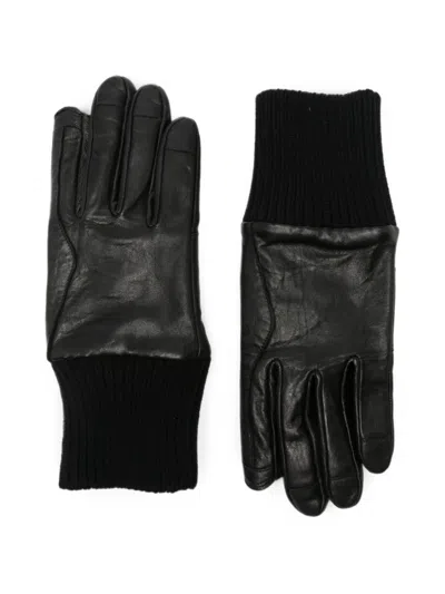 Rick Owens Ribbed-cuff Leather Gloves In Black