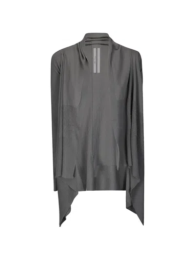 Rick Owens Ribbed-knit Asymmetrical Cardigan In Gray