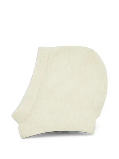 Pre-owned Rick Owens Ribbed-knit Balaclava Hat In Neutrals