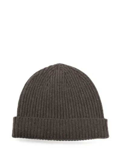 Rick Owens Ribbed-knit Beanie Hat In Brown