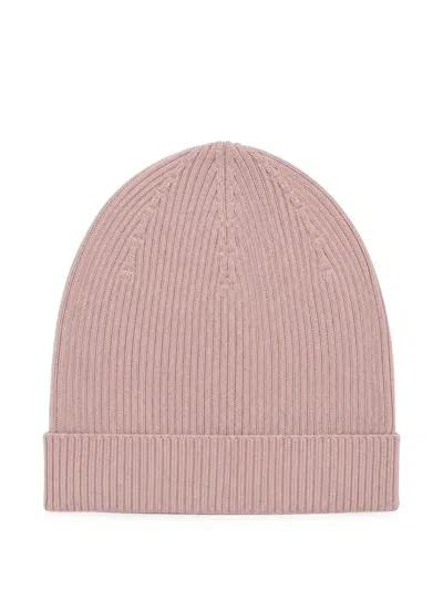 Rick Owens Ribbed-knit Beanie Hat In 핑크