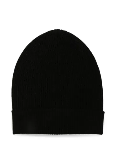 Rick Owens Stretch Fit Unisex Ribbed Texture Hat In Black
