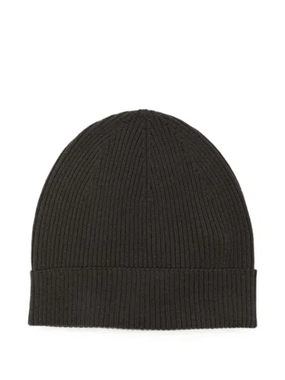 Rick Owens Ribbed Beanie Stretch Fit Unisex Design In Brown