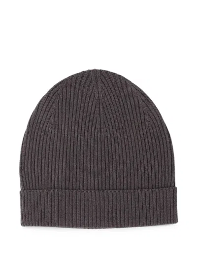 Rick Owens Ribbed-knit Beanie Hat In Gray