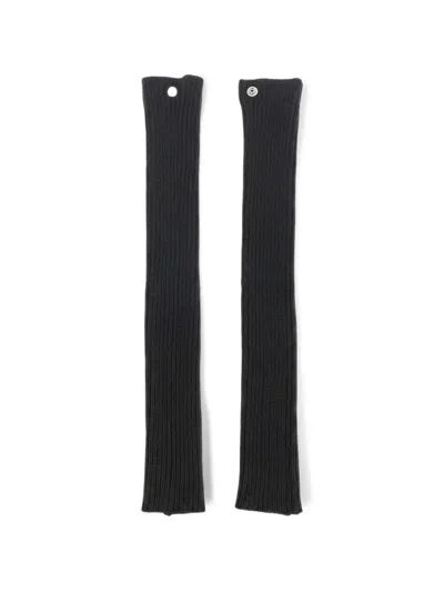 Rick Owens Ribbed-knit Cut-out Gloves In Black