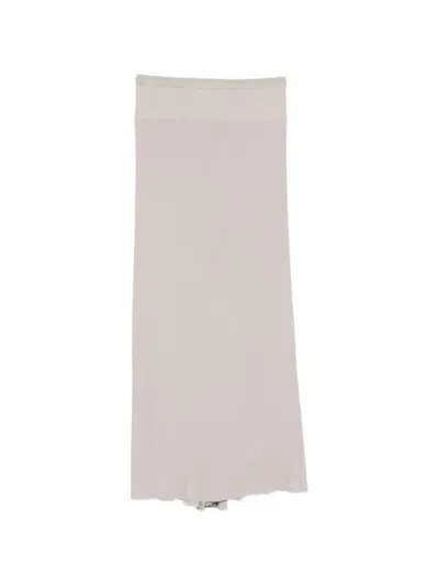 Rick Owens Ribbed-knit Elasticated Skirt In Gray