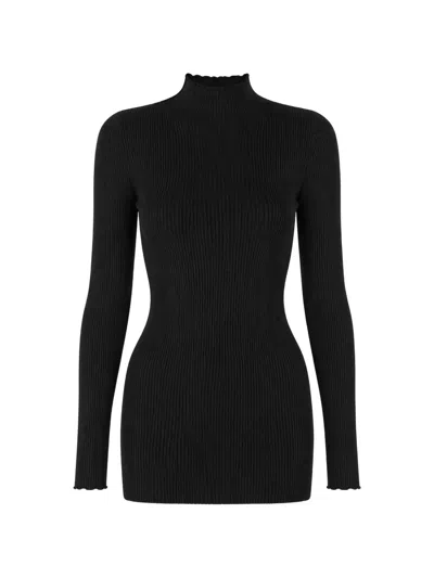 Rick Owens Ribbed-knit High-neck Sweater In Black