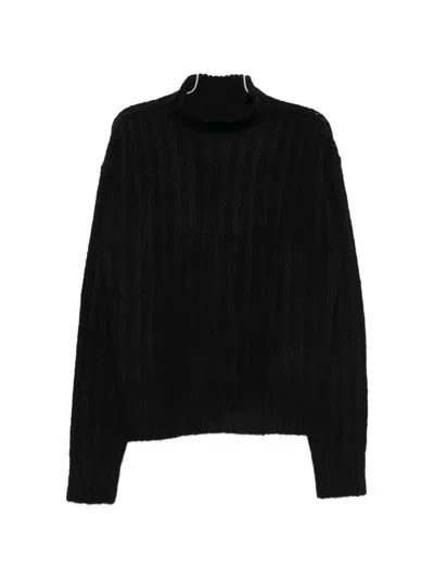 Rick Owens Ribbed-knit High-neck Sweater In Black