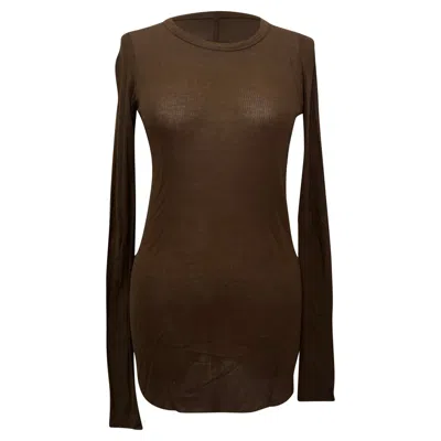 Rick Owens Ribbed-knit Long Sleeve T-shirt In Brown Viscose