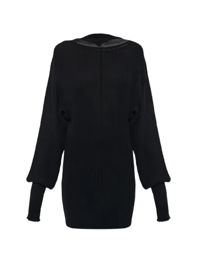 Rick Owens Ribbed-knit Long-sleeve Sweater In Black