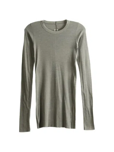 Rick Owens Ribbed-knit Long-sleeve Top In Green