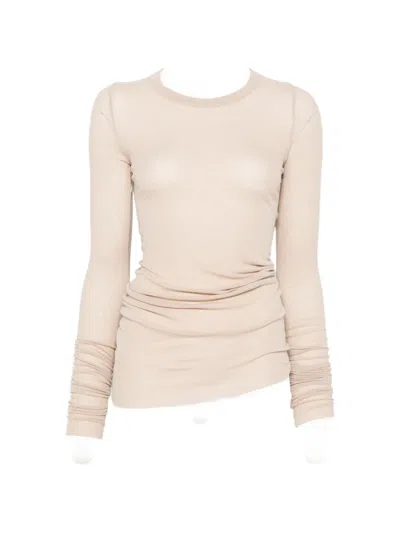 Rick Owens Ribbed-knit Long-sleeve T-shirt In Neutral