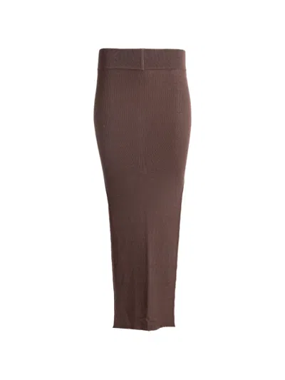 Rick Owens Ribbed-knit Maxi Skirt In Brown