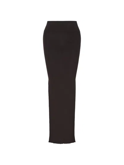 Rick Owens Ribbed-knit Maxi Skirt In Brown