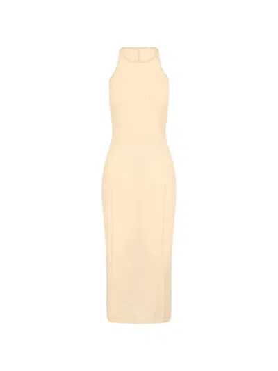 Rick Owens Ribbed-knit Midi Dress In Metallic