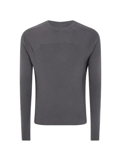 Rick Owens Ribbed-knit Panelled Sweater In Gray