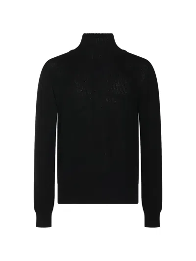 Rick Owens Ribbed-knit Roll-neck Sweater In Black